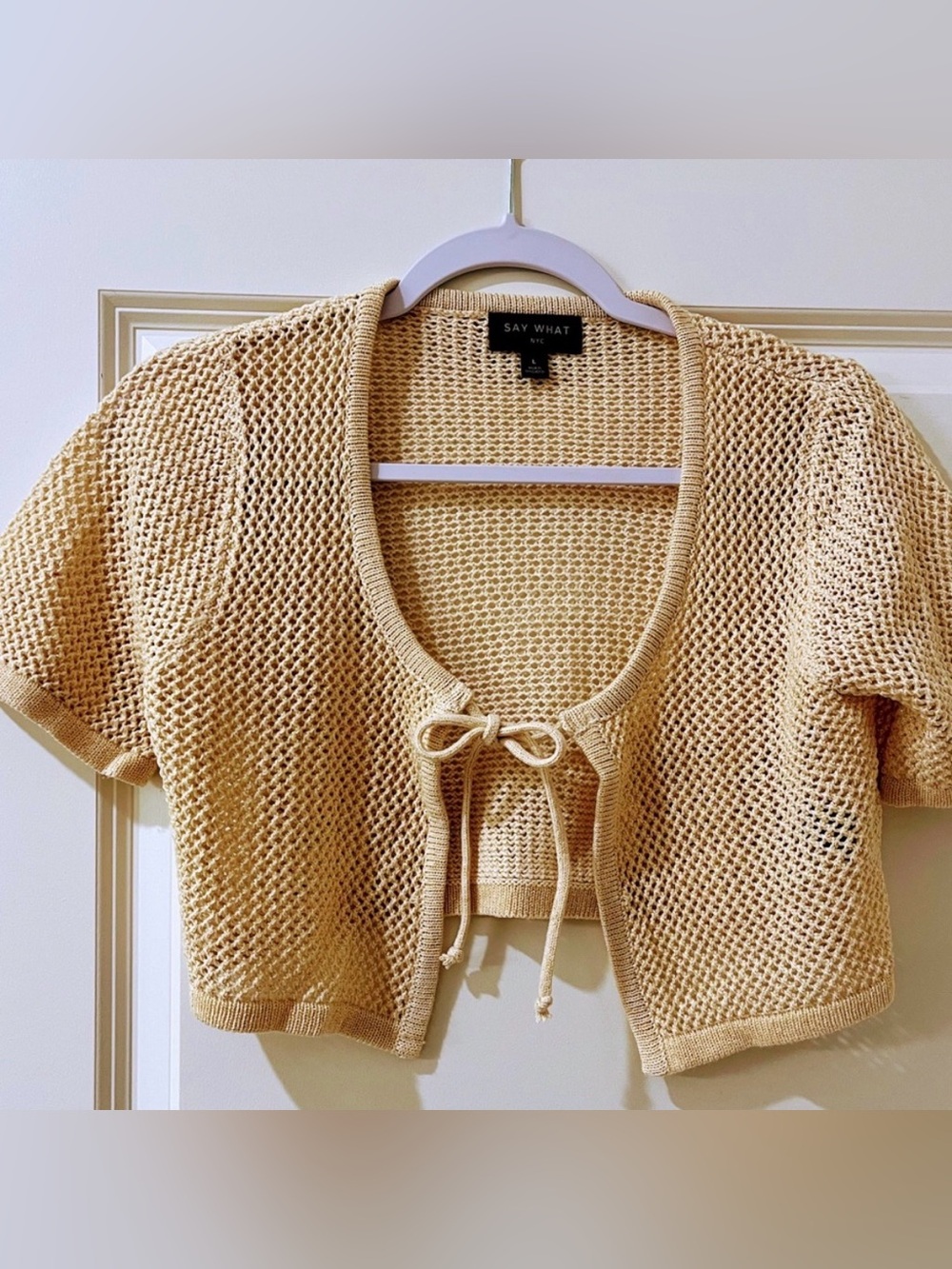 Say What? Beige Knit Tie-Front Cardigan